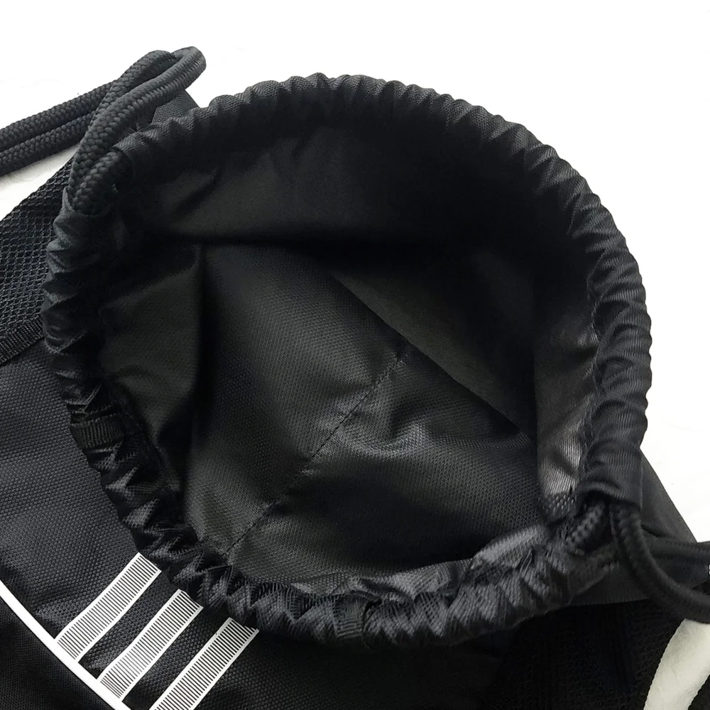 Adidas Black 3 Stripe Sackpack With Continuous Double Drawcord Closure